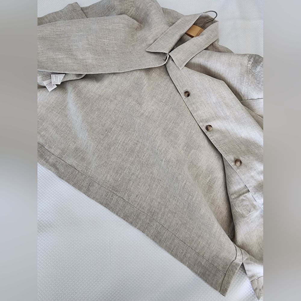 Jones New York Beige Linen-Blend Button-Up Jacket - Picture 12 of 12